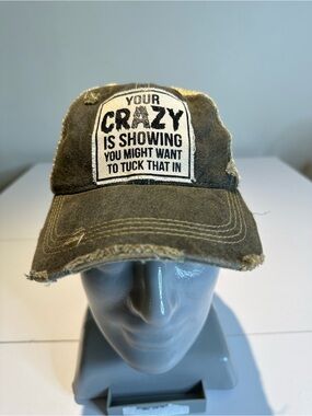 Distressed Olive Green Baseball Cap with Patch